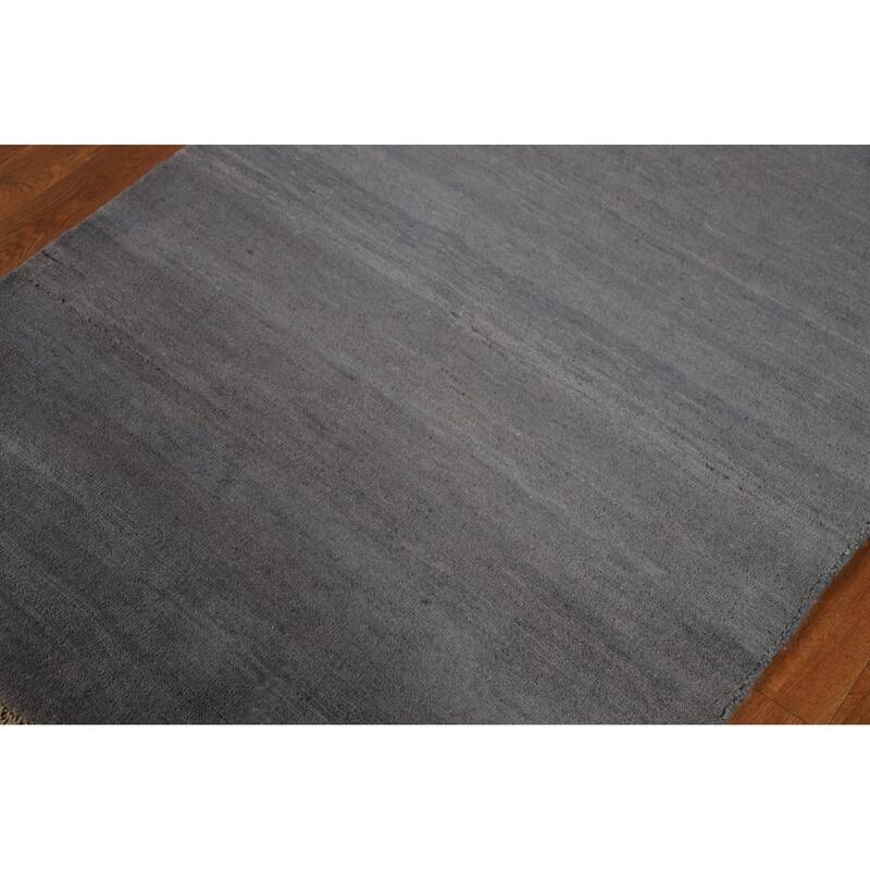 Gray Blue Gabbeh Oriental Foyer Rug Hand-Knotted Wool Carpet - 3'4"x 6'5"