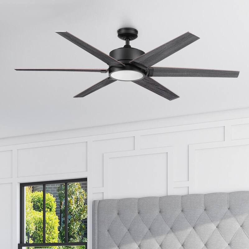 62" Honeywell Talbert Ceiling Fan with Color Changing LED Light, Remote Control, Dual Mounting Options, Dual Finish Blades