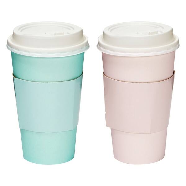 16 oz Disposable Coffee Cups with Lids and Sleeves, Paper Insulated for Hot  To Go Drinks (4 Pastel Colors, 48 Pack) - Bed Bath & Beyond - 35926120