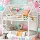 preview thumbnail 1 of 23, Twin over Twin House Bunk Bed with Built-in Ladder,House Bunk Bed,Easy Assembly,White White