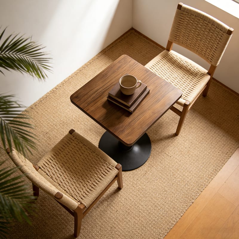 Square Dining Table, 23.6" Tulip Table with Thickened Edge Decor Tabletop & Metal Pedestal, Mid Century Modern Bistro Table