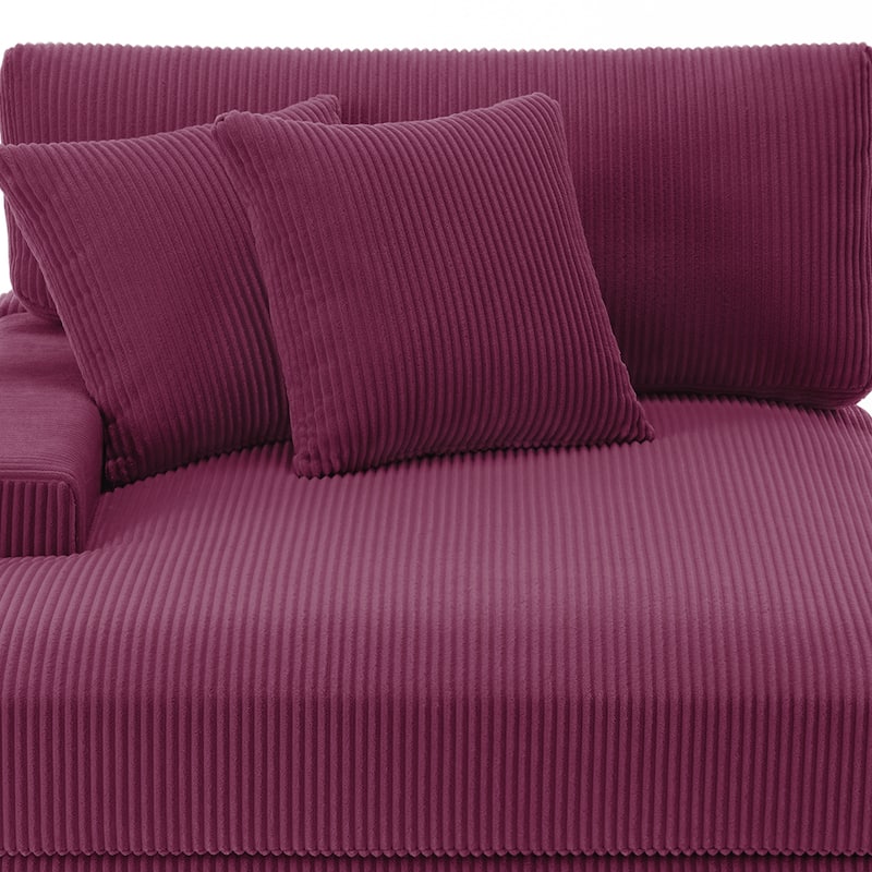 Modern Corduroy Indoor Chaise Lounge Couch with Pillows