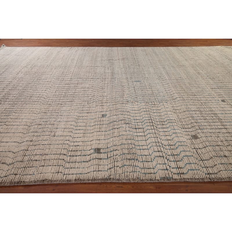 Earth Tone Striped Moroccan Large Area Rug Handmade Wool Carpet - 12'3" x 18'5"