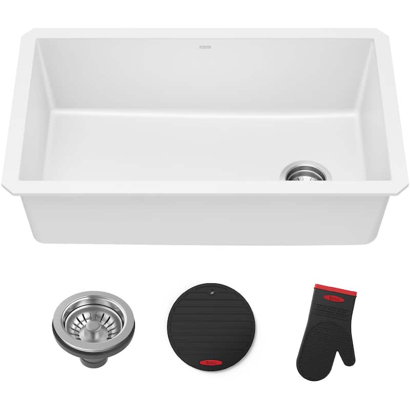Kraus Forteza� 31-3/4" Composite Granite Kitchen Sink for Undermount - White