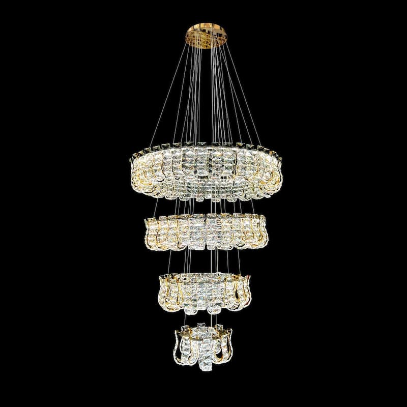 Luxury Grand Modern Gold Crystal LED Chandelier - 4 Tier Dimmable