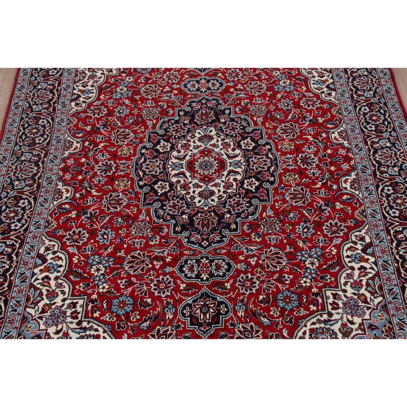 Traditional Mashad Turkish Area Rug Floral Red Machine Made Carpet - 6'3" x 9'6"