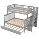 preview thumbnail 8 of 24, Twin over Full Bunk Bed with Trundle, Staircase, and Storage Shelves, Grey