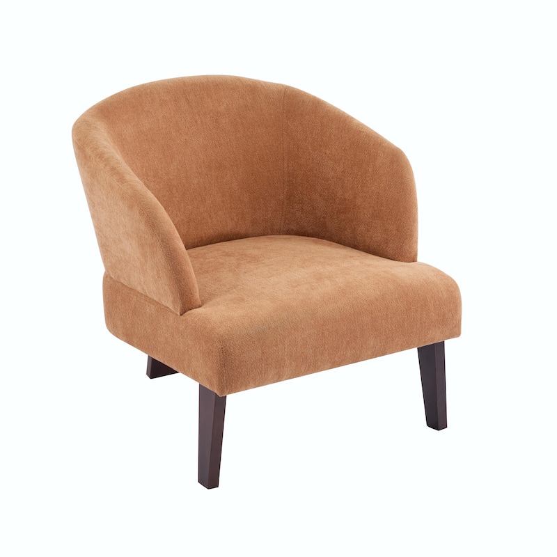 Modern Accent Chair with Round Back & Wooden Legs