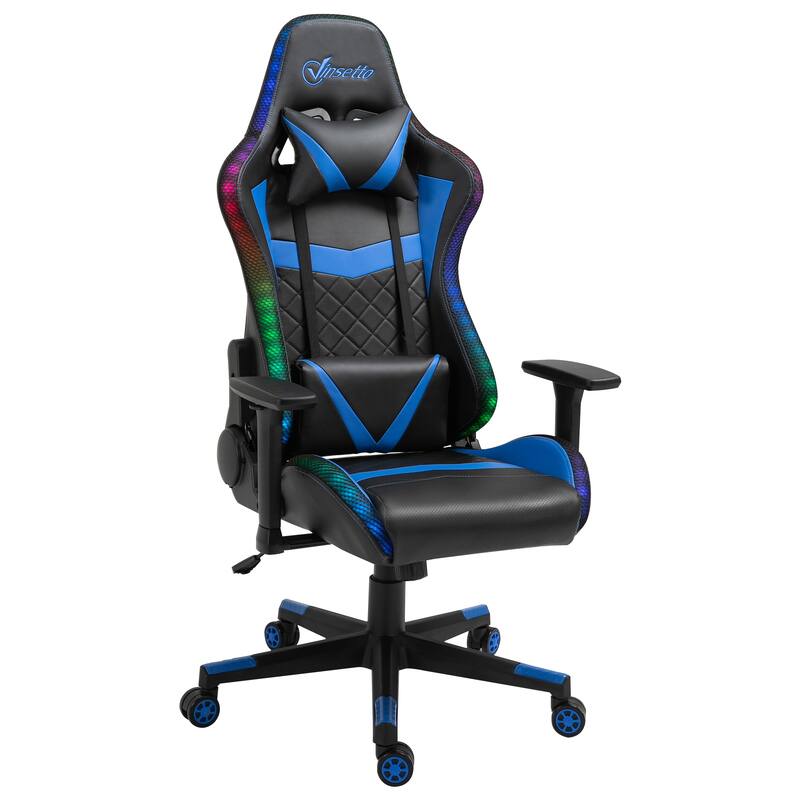 Vinsetto Gaming Chair with RGB LED Light, 3D Arm, Lumbar Support, Swivel Home Office Computer Recliner High Back Racing Gamer