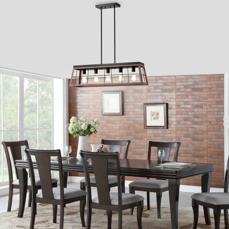 5-light Ancient Wood Linear Island Fixture