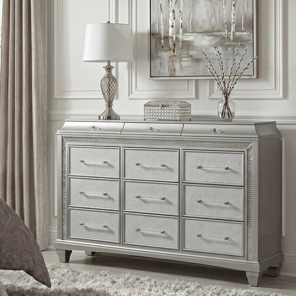 grey dresser with led lights Furniture of America Gala Glam Silver Poplar Wood 12-Drawer Lighting - On Sale - Bed Bath & Beyond fit flare dress