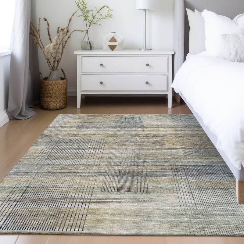Machine Washable Indoor/ Outdoor Chantille Contemporary Imprints Rug