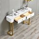 Modern Console Table with 2-Drawers and Adjustable Foot Pads - Bed Bath ...