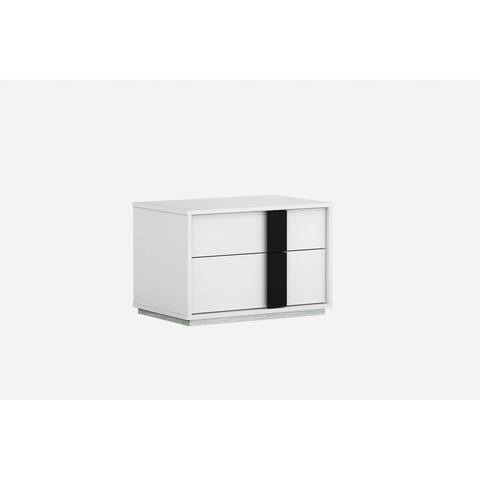 Contemporary White and Black 2 Drawer Nightstand