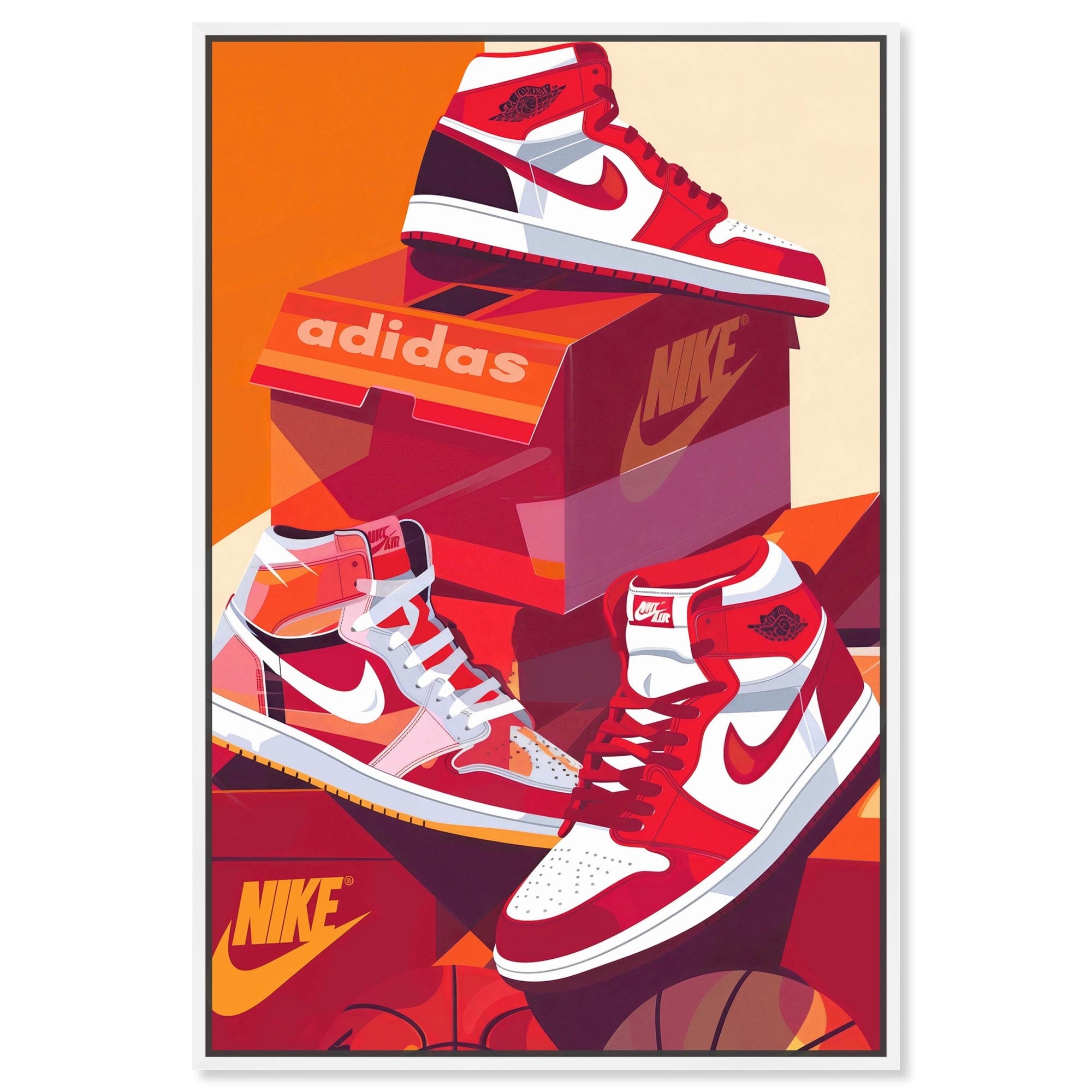 Red Boxes and Sneakers Canvas Trend Sport Wall Art by Notoriart