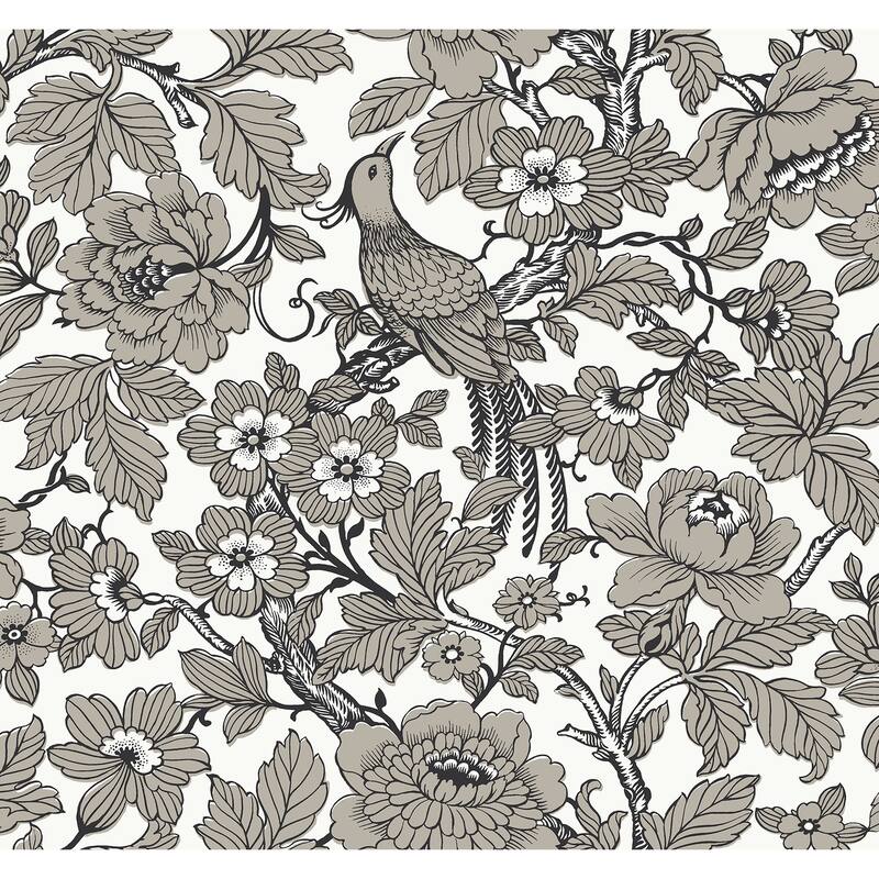A-Street Prints Beaufort Black Peony Chinoiserie Wallpaper