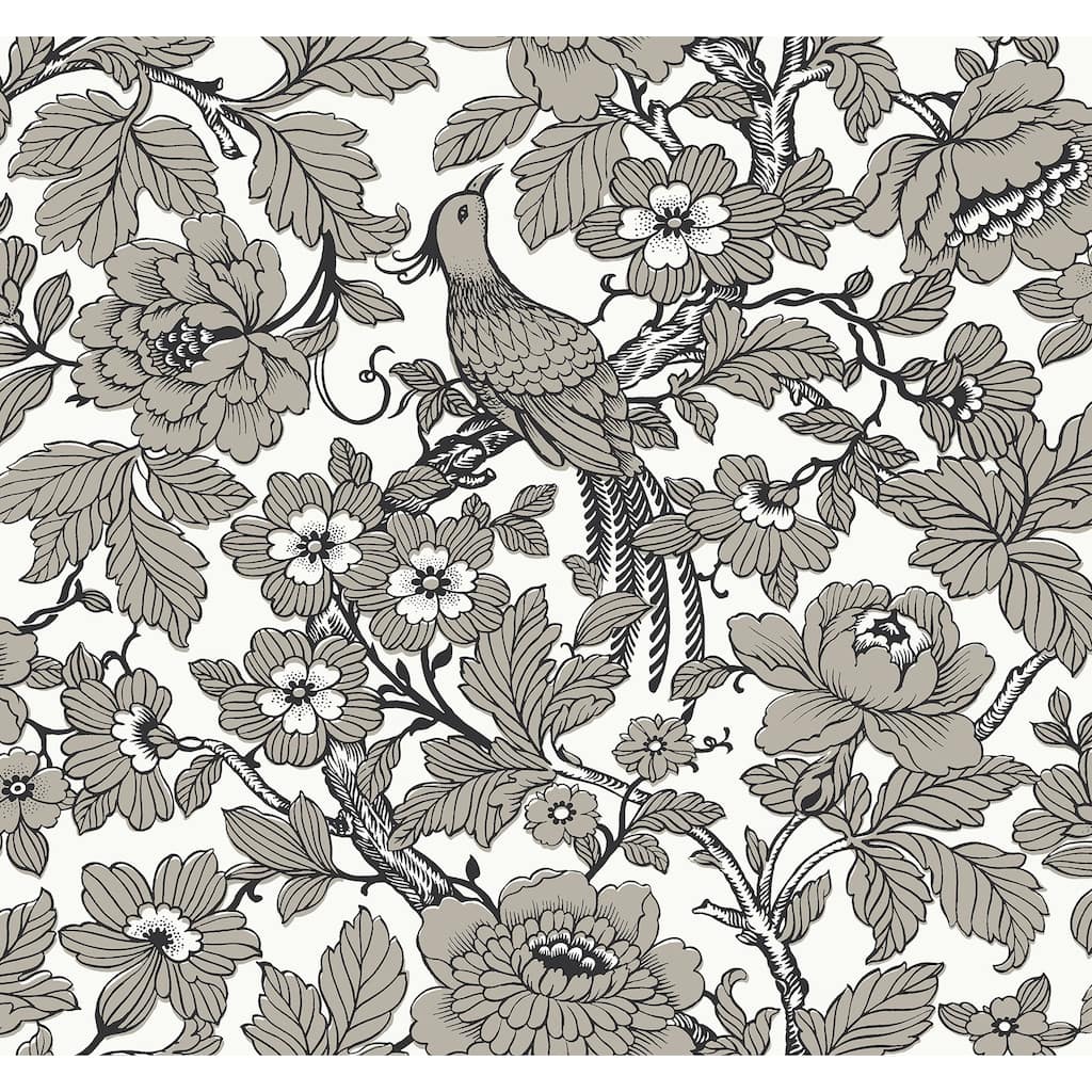 A-Street Prints Beaufort Black Peony Chinoiserie Wallpaper