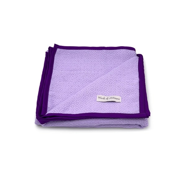 slide 2 of 3, Work of Artisans Organic Cotton Woven Baby Blanket -Purple w/ Dark Purple Hemming