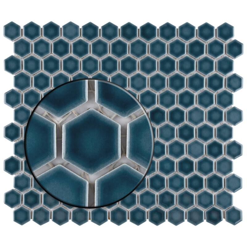 Merola Tile Tribeca 1" Hex Glacier Blue 10-1/4" x 11-7/8" Porcelain Floor and Wall Tile