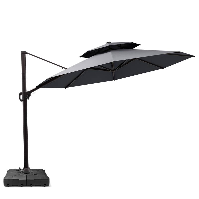 11.5 ft Round Patio Cantilever Offset Umbrella with 360-degree Rotation
