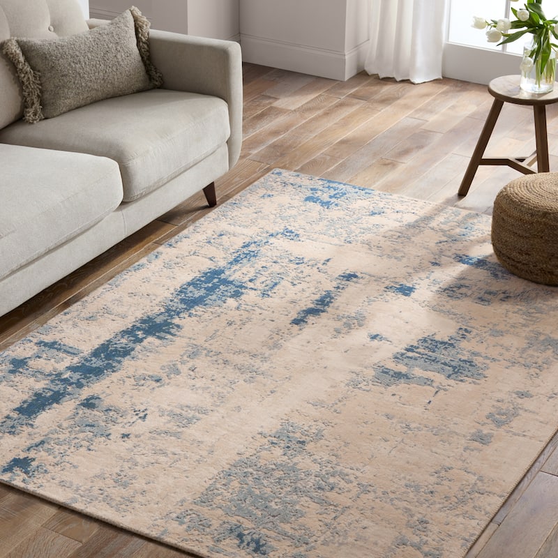 Cagen Abstract Blue/Tan Area Rug