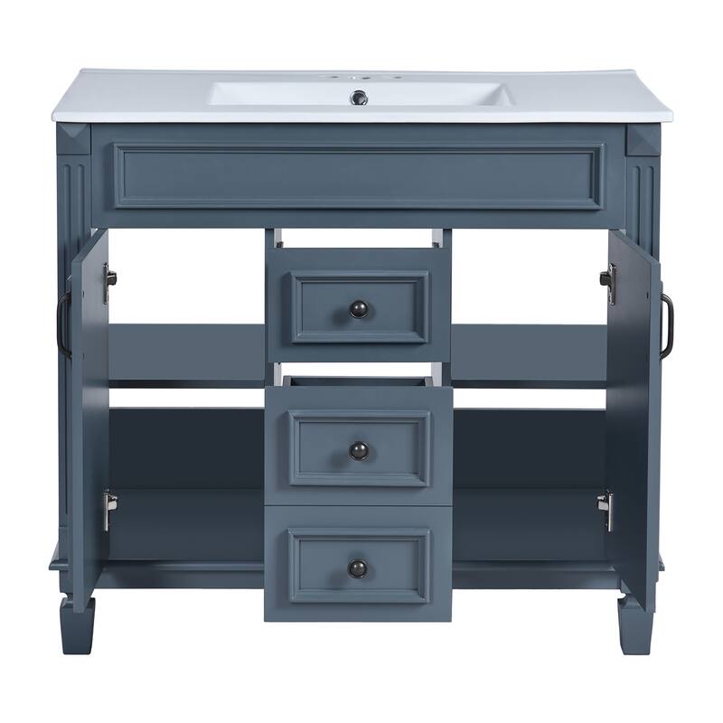 36" Freestanding Bathroom Vanity with White Integrated Ceramic Sink - 35.9'' x 17.9'' x 34''