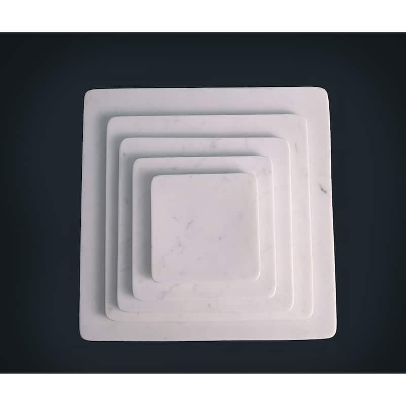 Lg. Square Marble Platter 12" x 12" - White