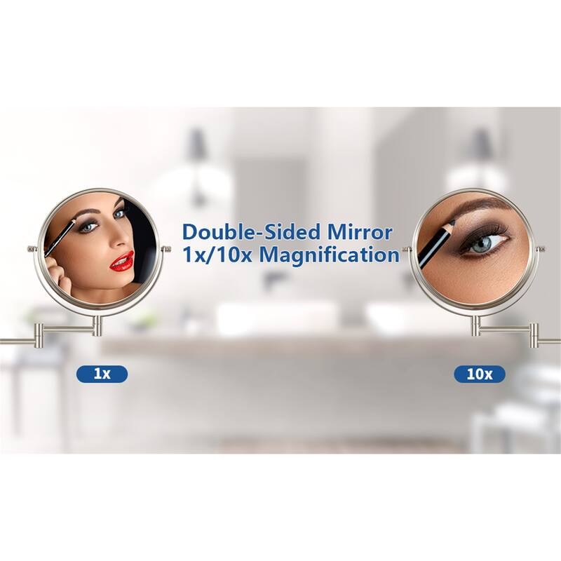10x/1x Wall Mounted Magnifying Mirror Double-Side Mirrors for Wall