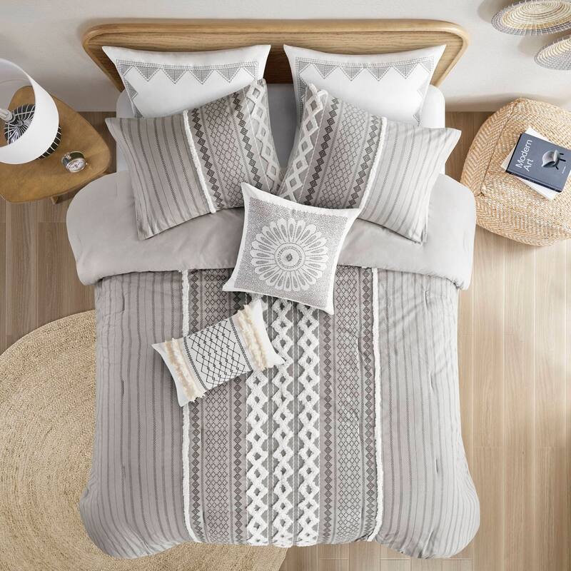 GDF Studio - Imani Cotton Printed Comforter Set with Chenille Detailing