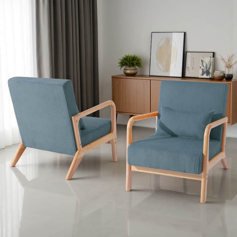 Set of 2 Mid-Century Upholstered Accent Chair with Cushion