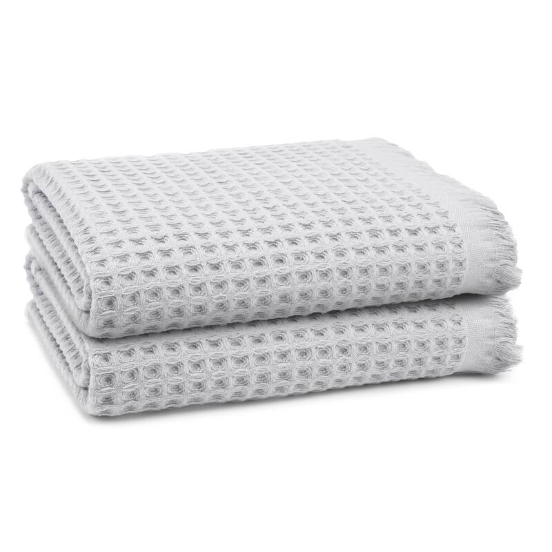 East'N Blue Lycia Turkish Cotton Waffle Bath Towel (Pack of 2) - Dolphin Grey