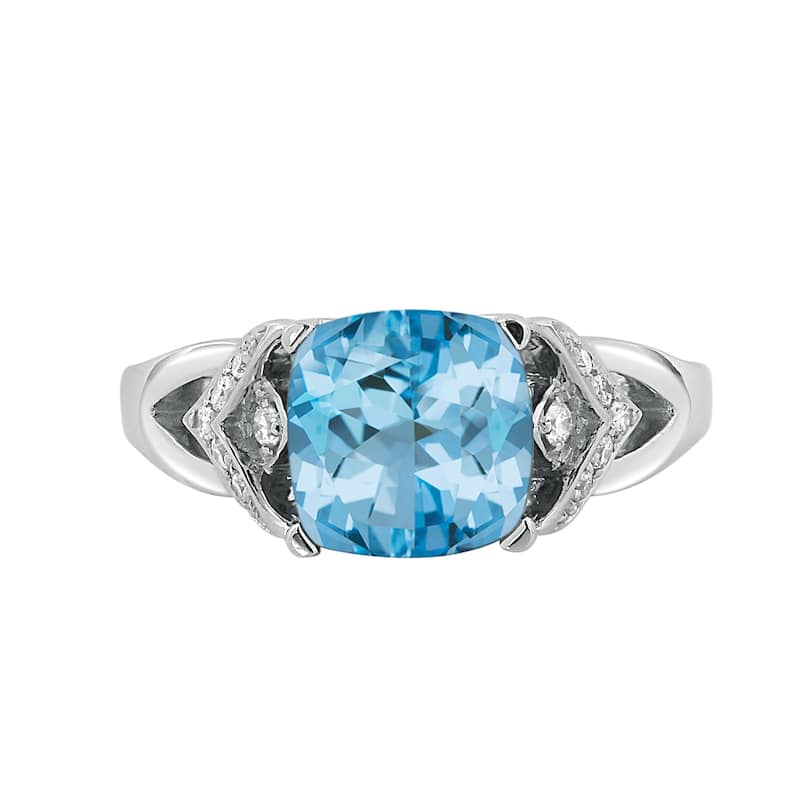 Auriya Modern 2 3/8ct Cushion-cut Sky Blue Topaz and Diamond Engagement Ring 1/6ctw 14k Gold