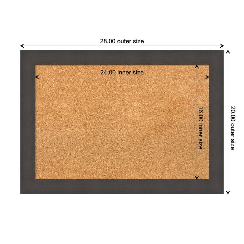 Blaine Narrow Framed Natural Corkboard Bulletin Board - Blaine Light Pewter Narrow - Board Size 24x16