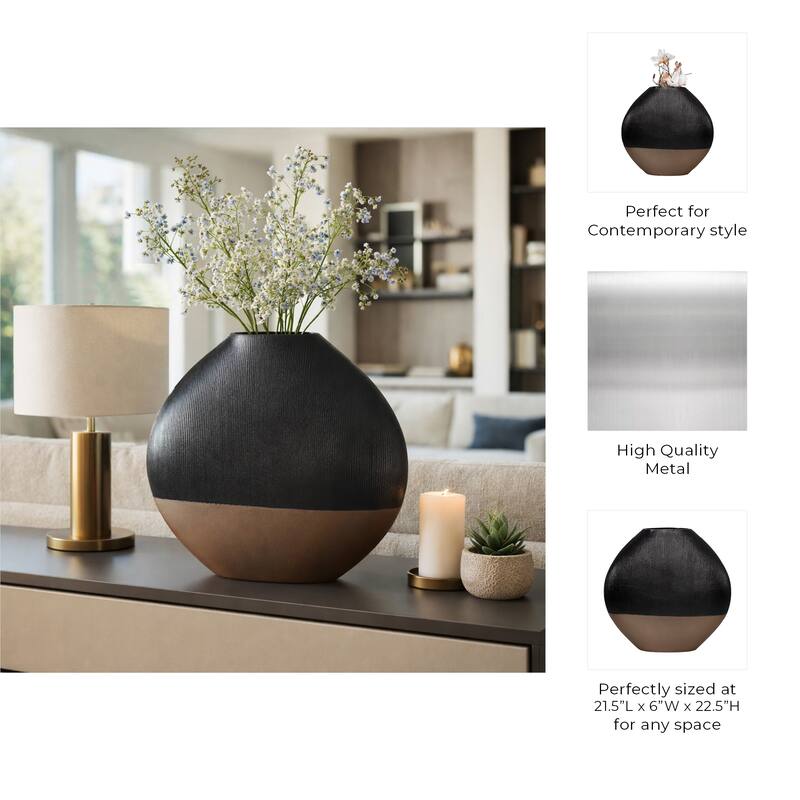 Modern Round Metal Table Vase - Flower Vase