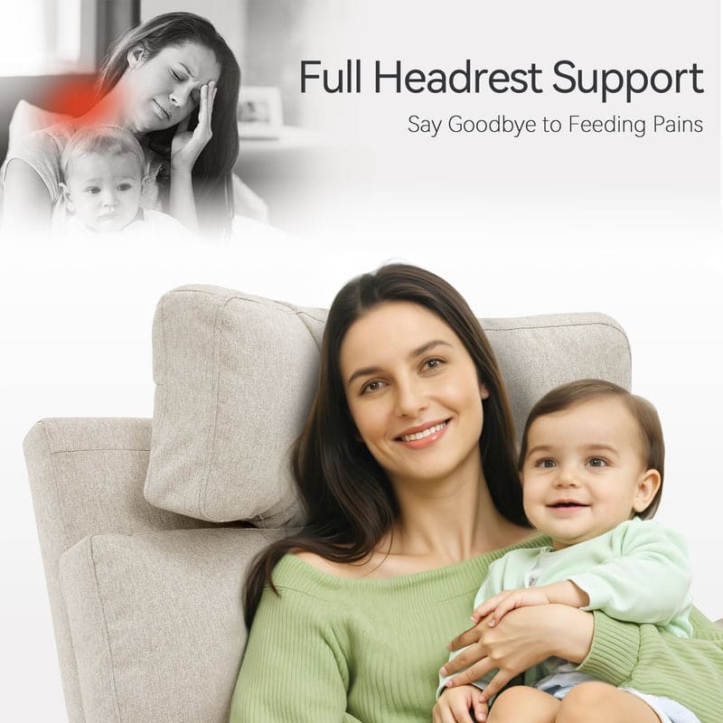 MCombo Power Swivel Glider Recliner Nursery Chair, Fabric PR601
