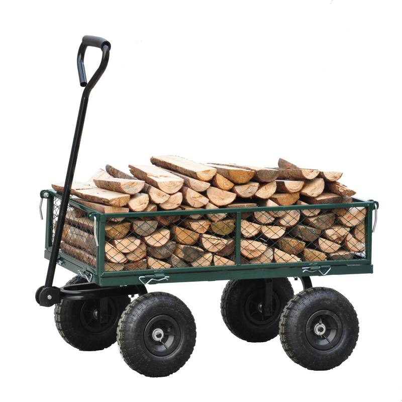 Multifunctional Garden Cart with Removable Side Panels, 550LBS Capacity
