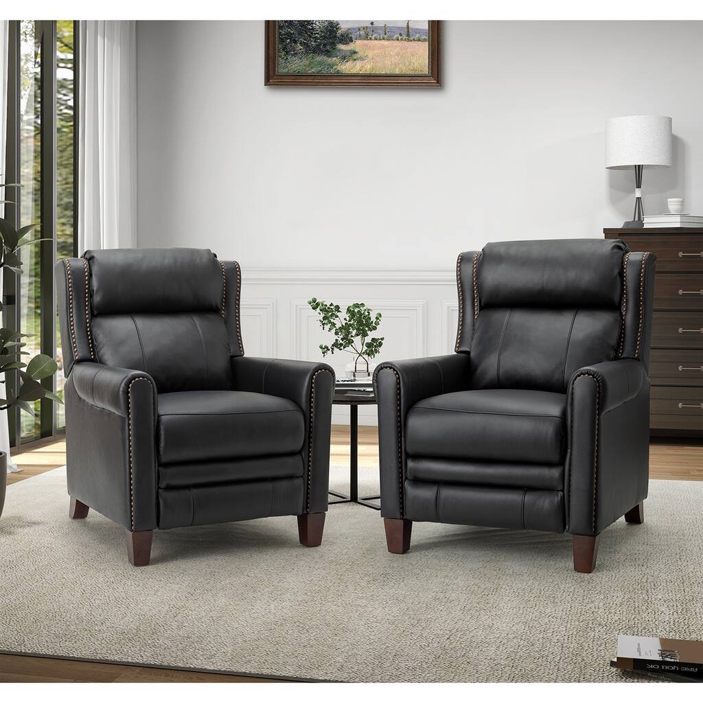 Felisa 32.48" Wide Genuine Leather Manual Recline Set of 2