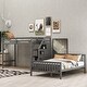 preview thumbnail 4 of 7, Gray Twin Over Full Pine Wood Loft Bed with Storage Staircase, Guardrails, Adjustable Lower Bed