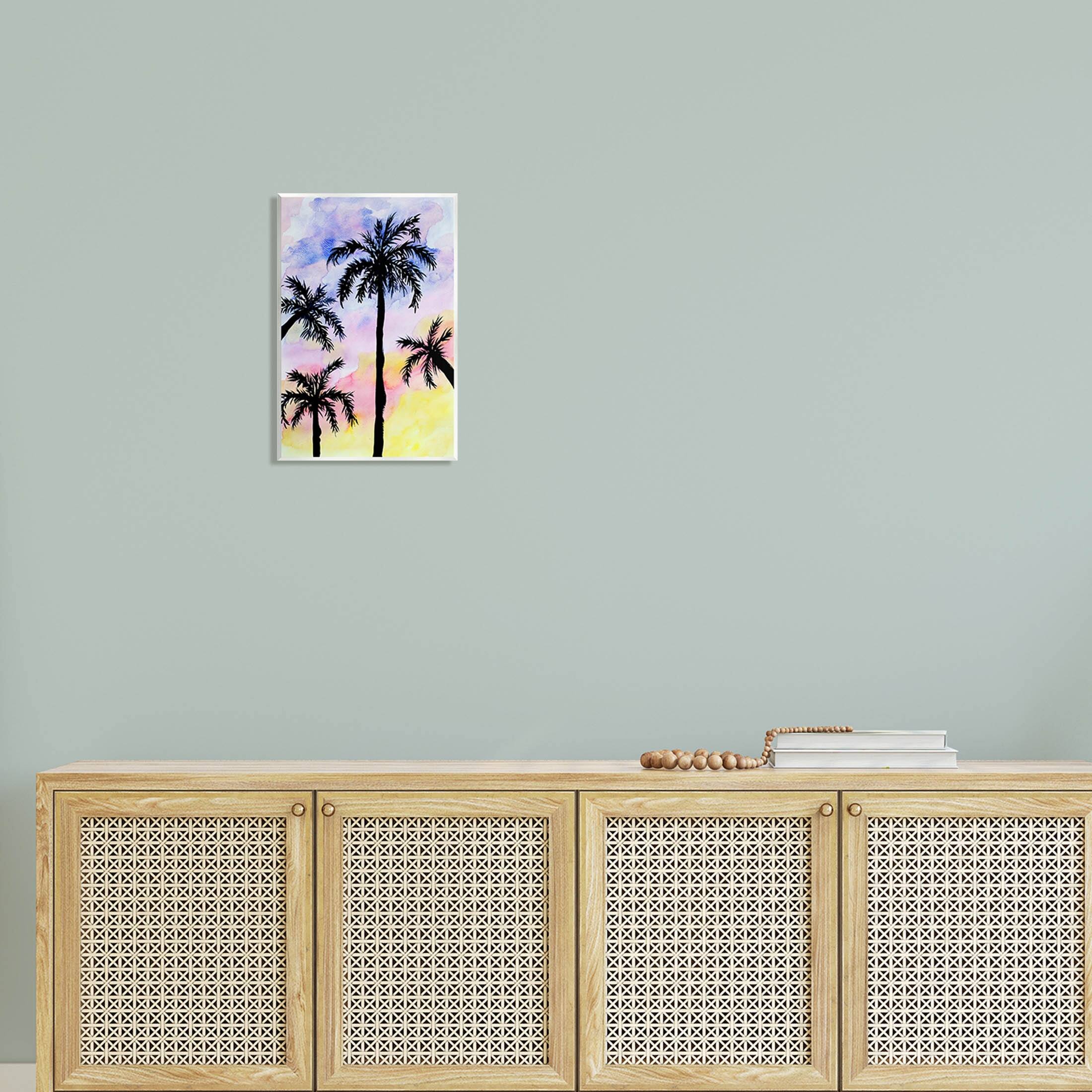 Stupell Palm Tree Silhouettes Sunset Sky Wall Plaque Art by Sebastian ...