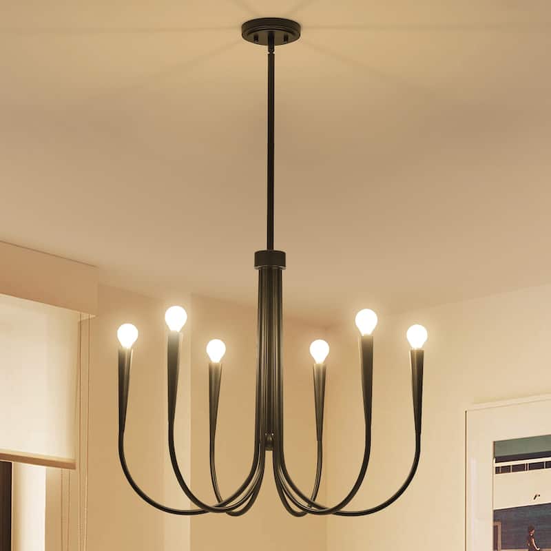 Starsky Mid-Century Farmhouse 6-Light Traditional Ceiling Light Modern Classic Candle-Style Chandelier