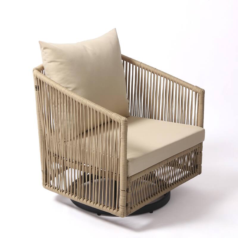 3-piece Cushioned Swivel Patio Wicker Furniture Set Outdoor Rattan Bistro Set