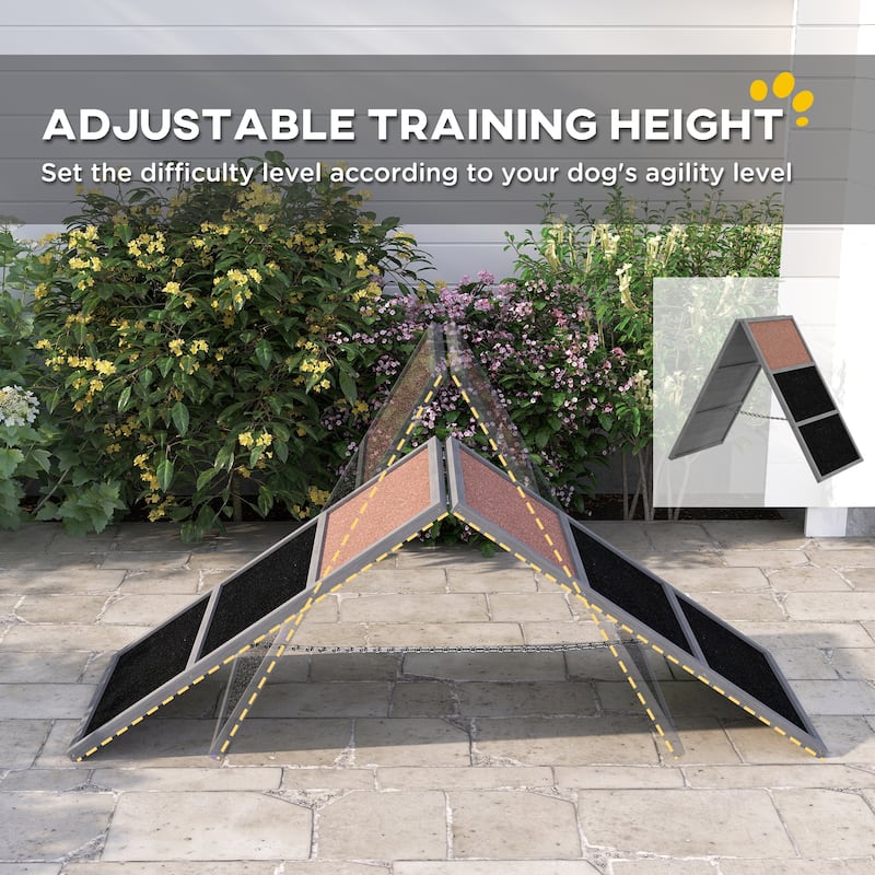 PawHut Dog Agility Equipment, Dog Playground Equipment with Non-slip Surface, A-frame, Agility Equipment Ramp, Gray