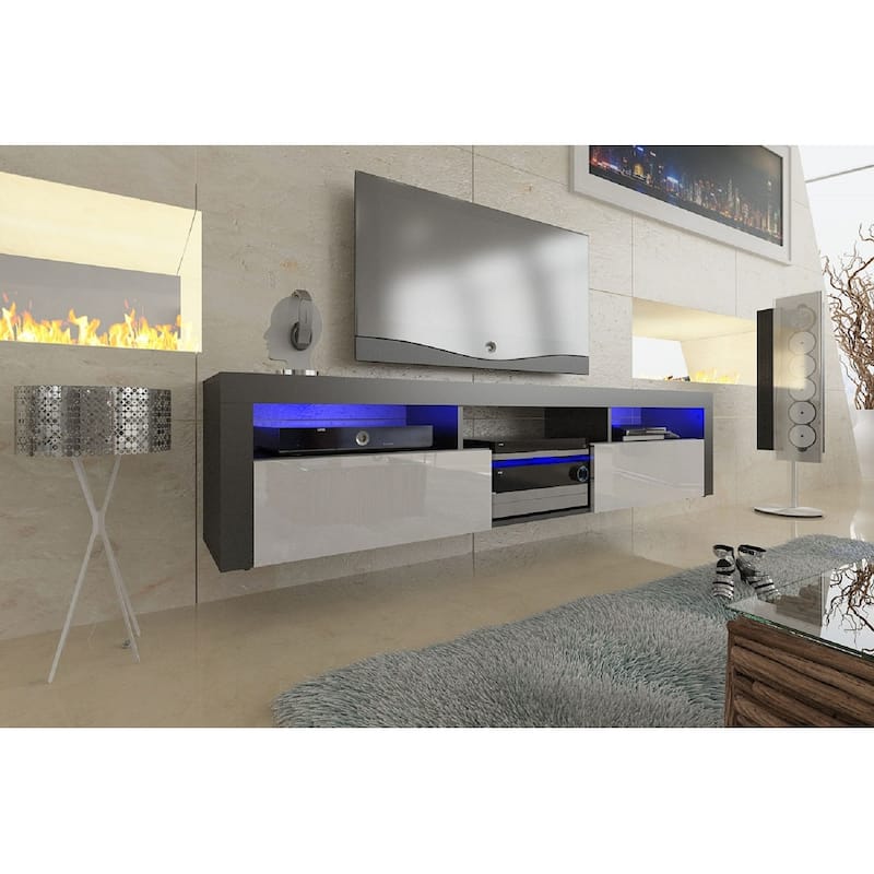 Bari 200 Wall Mounted Floating 79" TV Stand with 16 Color LEDs
