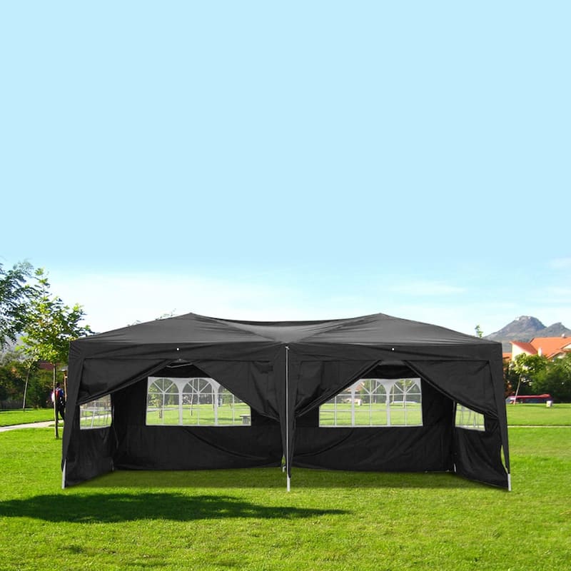 Outdoor 3 x 6m Four Windows Practical Waterproof Folding Tent Blue - Black