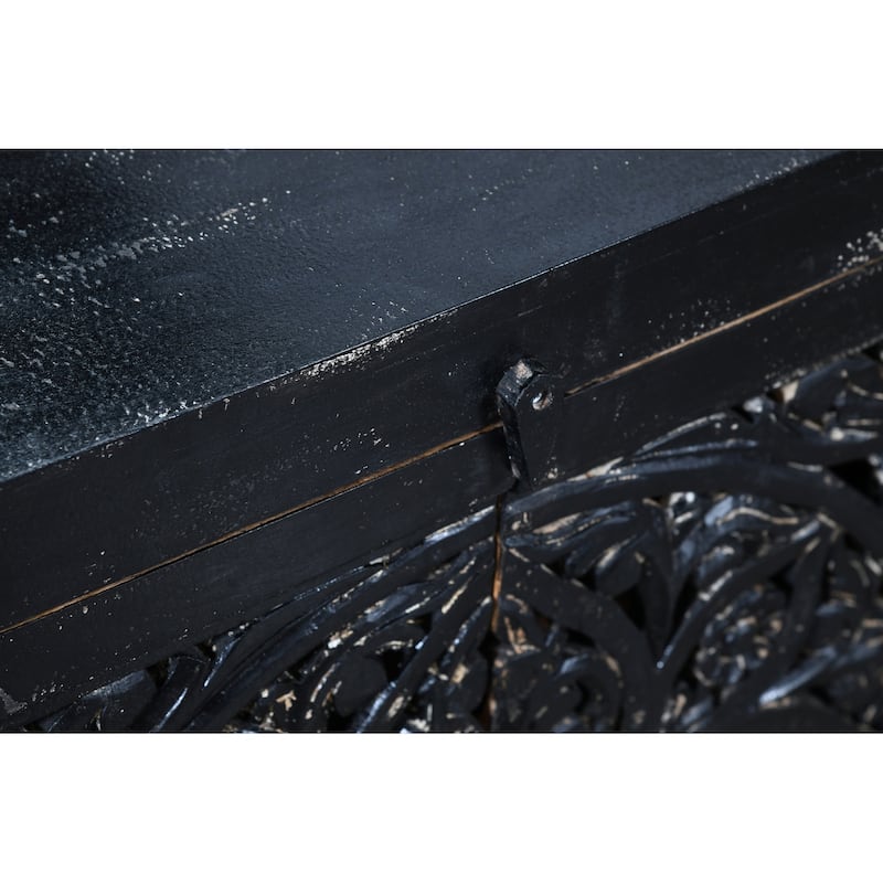 Hawk Black Hand carved 4 Door Sideboard Cabinet