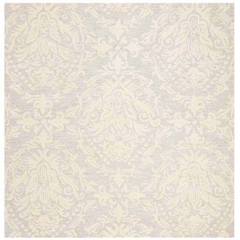 SAFAVIEH Handmade Blossom Lollie Modern Floral Wool Rug - 8' Square - Sage/Ivory