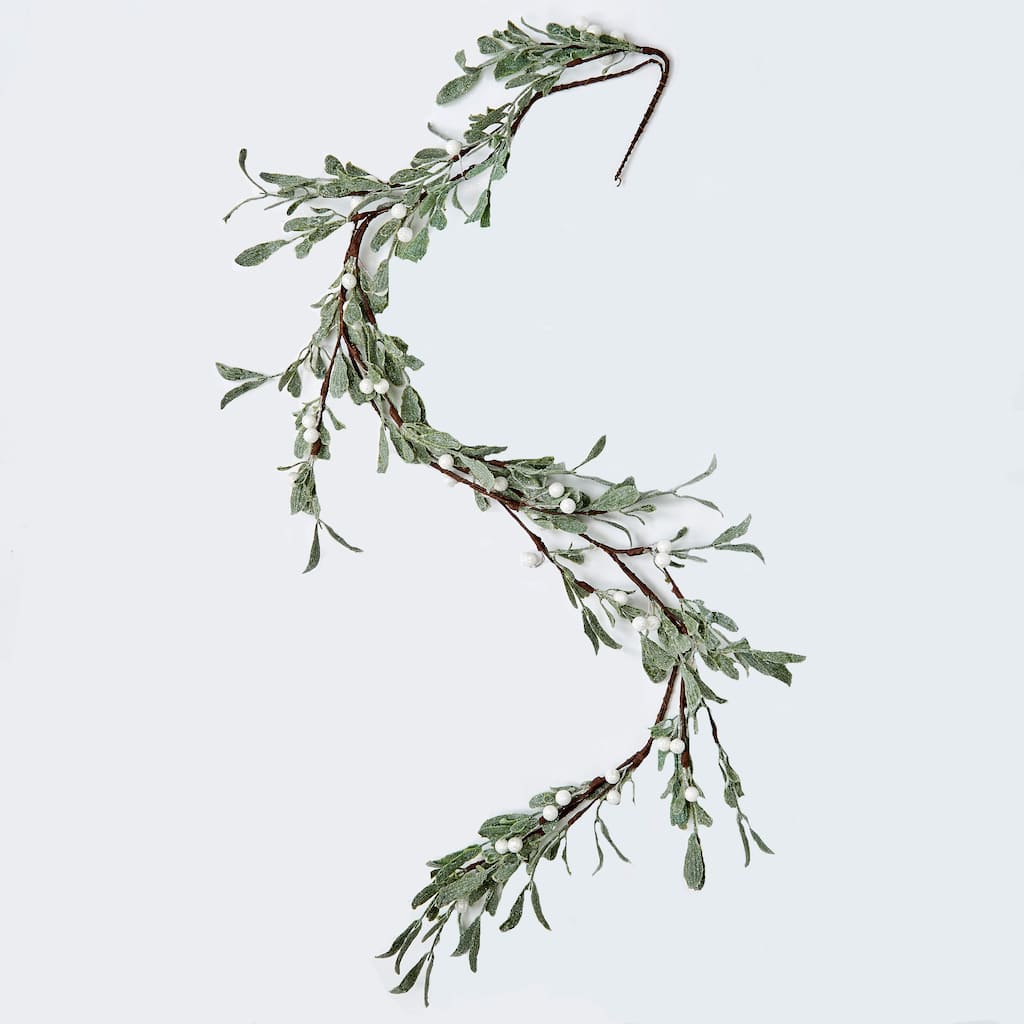 51" Green Leaves & White Berries Garland - Multicolor