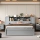 preview thumbnail 3 of 28, Full Platform Bed with Storage Headboard, Lockers & Pine Wood Frame, Grey