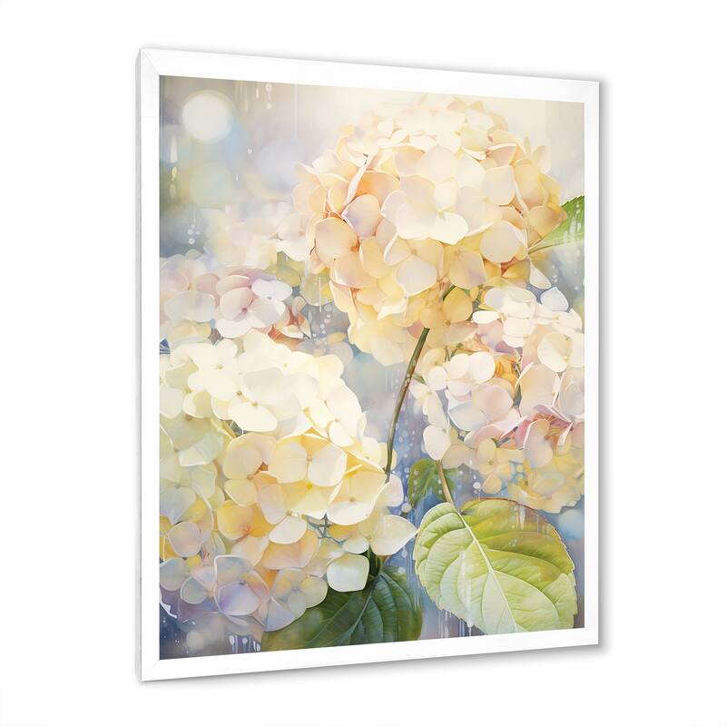 Designart "Yellow Hydrangea Dappled Sunlight" Hydrangea Framed Wall Art ...