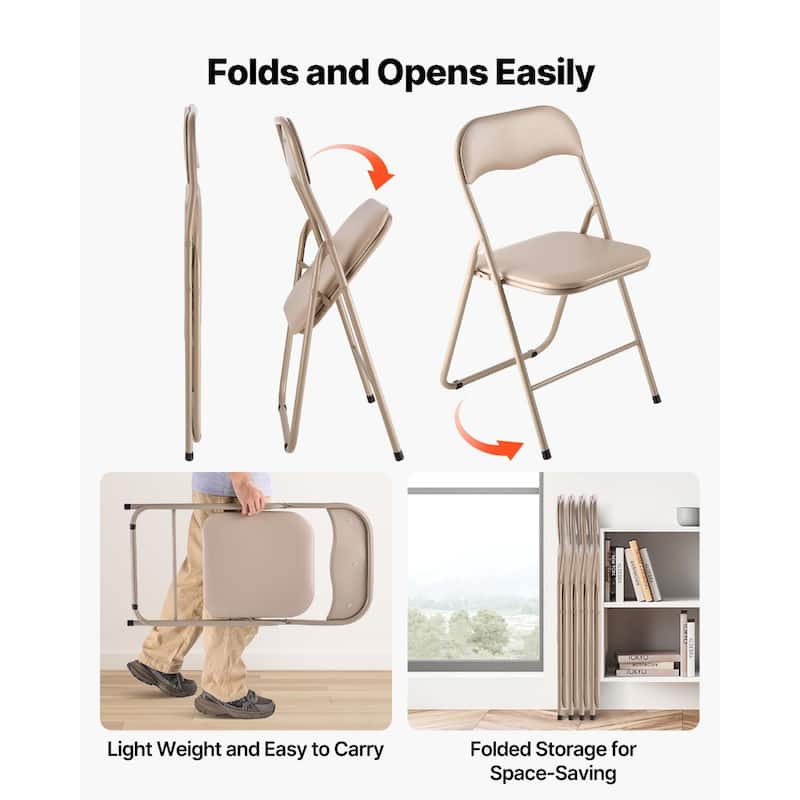 Portable Folding Leather Chair with Padded Cushion for Events